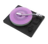 HIAKDOFT Retro Vinyl Record Coasters with Miniature Player Stand Realistic Music-themed Table Decor for Home Bar Restaurant Non-slip Drink Mats Compact and Portable Vintage Desk Accessories
