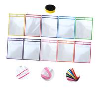 HIAKDOFT Reusable Pet Dry Erase File Pockets with Metal Grommet Transparent Document Pouches for Worksheets and Office Papers Including Eraser School Supplies Organizer
