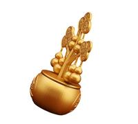 HIAKDOFT Rotatable Chinese Money Tree with Wu Lou Coins Feng Shui Ornament for Wealth and Luck Living Decorations Table Centerpiece Prosperity Magnet Home Cabinet Display