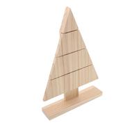 HIAKDOFT Rustic Wooden Christmas Tree Sign with Stable Triangular Base Unfinished DIY Xmas Tabletop Decoration for Holiday Crafting and Family Creative Painting