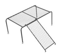 HIAKDOFT Rutin Chicken Coop Platform Ladder Hollow-out Iron Farmhouse Rack for Chicken Coop Supply Small Size Black Pet Landscaping Board