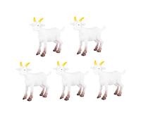 HIAKDOFT Sheep Goat Lamb Figurines 5Pcs PVC Simulation Farm Animals Miniature Models for DIY Crafts Wedding Decor Drop-Resistant Lifelike Design White
