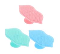 HIAKDOFT Silicone Facial Cleansing Brush 3pcs Manual Soft Bristle Exfoliating Face Scrubber Set for Men Women Waterproof Lip Scrub Exfoliator Pads with Suction Base for Daily Skin Care