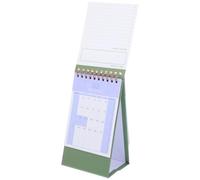 HIAKDOFT Small Desktop Calendar Minimalist Stand Up Desk Flip Calendar for Home Office Scheduling and Planning Green Compact Tear Resistant Paper Planner