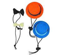 HIAKDOFT Small Pet Hats and Bow Tie for Hamsters and Small Animals Breathable Polyester Costume Decor for Festival Parties and Daily Wear Adorable Pet Accessory in Blue Yellow Orange and