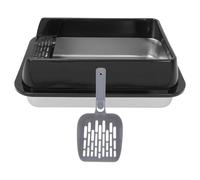 HIAKDOFT Stainless Steel Cat Litter Box Enclosure Deep Covered Litter Tray for Indoor Kittens Senior Cats and Rabbits with Generous Space and Stylish Design