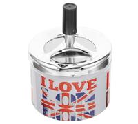 HIAKDOFT Stainless Steel Rotating Lid Ashtray Automatically Extinguished Metal Cigarette Ashtray for Home Tabletop London Souvenirs Smokeless Smoking Tray