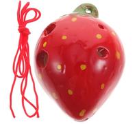 HIAKDOFT Strawberry-shaped 6-hole Ceramic Ocarina for Beginners and Children, Red Wind Instrument for Music Practice and Learning, Portable Folk Musical