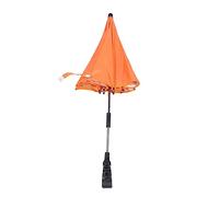 HIAKDOFT Stroller Clip Umbrella with UPF UV Protection Silver Coating Portable Pushchair Sun Shade Parasol with Clamp for Rain and Sun Orange Canopy for All Models