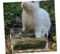 HIAKDOFT Sturdy Acrylic Bunny Feeder Rack for Rabbits and Small Animals Large Capacity Hay Holder for Cage Easy to Clean Rabbit Hay Feeder Tray for Guinea Pigs Hamsters Chinchillas