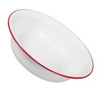HIAKDOFT Thick Deep Enamel Food Bowl with Flat Rim Vintage Red and White Enameled Kitchen Container for Salads Soups Noodles Family Dinner Parties