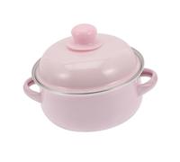 HIAKDOFT Thickened Retro Enamel Soup Pot with Dual Handles Capacity Cookware for Stews and Traditional Recipes Pink Enamel Stockpot with Lid Safe Handling