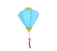 HIAKDOFT Traditional Vietnamese Style Blue Diamond Lantern Antique Hanging Cloth Lantern for Garden Street and Passage Decoration for Spring Festival and Year Events