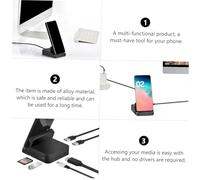 HIAKDOFT Usb-c Multi-port Splitter Docking Station with Phone Bracket USB Adapter for Phone and Tablet Voltage-stabilizing Chip Lightweight Portable Expansion Hub for Type-c Devices