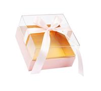 HIAKDOFT Valentine'S Day Square Flower Box with Lid Pink Preserved Flower Packaging Box for Mother'S Day Single Piece Wrapping