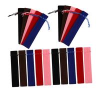 HIAKDOFT Velvet Drawstring Pen Sleeve Pouch 50pcs Set, Single Pencil Holder Stationery Organizer for Students and Office Use, Assorted Black Red Bronze Blue Pink Colors, Compact School