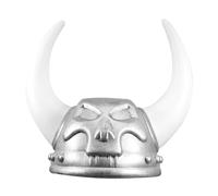 HIAKDOFT Viking Helmet with Horns Plastic Devil Pirate Hat for Adults and Medieval Warrior Cosplay Accessory with Skull Pattern Versatile Halloween Costume Headwear