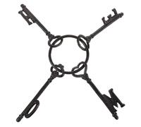 HIAKDOFT Vintage Cast Iron Keychain with Large Antique Style Keys and Rings - Rustic Photo Key Pendant for Halloween Decor and Farmhouse Wall Hanging Accent