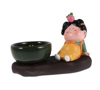 HIAKDOFT Vintage Ceramic Incense Stick Holder with Chinese Dynasty Lady Design Essence Burner for Home Zen Ambiance Stable Aroma Diffuser for Desk Shelf Spa Ornaments