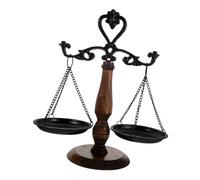 HIAKDOFT Vintage Justice Scale Sculpture Iron and Wood Decor for Office Desk Library Table Centerpiece Retro Balance Ornament Gift for Lawyers and Law Students