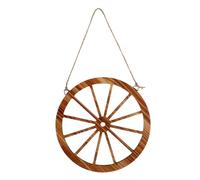 HIAKDOFT Vintage Rustic Wooden Wagon Wheel Wall Decor Dark Brown Rustic Wall Hanging Ornament for Living Office Bedroom Artistic Farmhouse Style