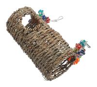 HIAKDOFT Wear Resistant Straw Bird Parrot Swing for Daily Play Bite Resisting Hanging Hammock Accessory Summer Autumn Tunnel Style for Parrots and Parakeets