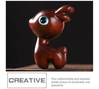 HIAKDOFT Wooden Elk Ornament Deer Figurine High-grade Wood Craft Lightweight Home Desktop Decoration Tabletop Accent for Living Office and