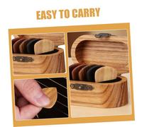 HIAKDOFT Wooden Guitar Pick Storage Box with Electric Guitar Picks Portable Organizer Case with Divided Interior for Folk Acoustic Ukulele Jazz -Friendly Musical Accessory