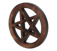 HIAKDOFT Wooden Pentagram Ornament for Wicca Rituals and Divination, Light Brown Five-point Star Altar Decor with Candle Holder, Metaphysical Wall Art for Spiritual Ceremonies and Home