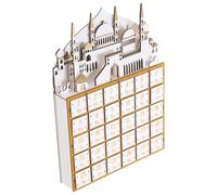 HIAKDOFT Wooden Ramadan Advent Calendar LED Lights Small Tabletop Organizer for Islamic Festival Decoration Interactive Countdown for Eid Celebration Compact Muslim Calendar for Home Use