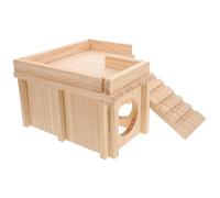 HIAKDOFT Wooden Reptile Hide Box with Climbing Ramp and Basking Platform Large Bearded Dragon Cave Hideout for Secure Habitat Easy to Clean Lizard Shelter for Tank Accessories