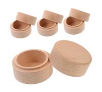 HIAKDOFT Wooden Tooth Keepsake Box Round Solid Beech Wood Small Jewelry Trinket Storage Box with Lid for Baby Boys and Girls 4pcs Set