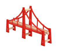 HIAKDOFT Wooden Train Track Bridge Compatible with All Railway DIY Red Bridge Accessory for Expandable Wooden Railway Tracks for Creative Play and Educational Fun