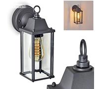 Hialeah Outdoor wall lamp, wall lamp Made of Metal/Glass in Anthracite, wall Light in Retro Look for the Entrance Area, E27 sockets, Outdoor lamp with Real Glass, Without Bulbs