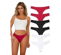 Hialegion G-String Women's Cotton G-String Thong Thong Thong Women's Cotton Underpants Women's Underwear Seamless 6 Pieces S-3XL, 6PCS-Black*2/Red*2/White*2, 3XL Plus