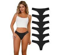 Hialegion Women's Cotton G-String Thong Thong Thong Women's Cotton Underpants Underwear Female Seamless 6 Pieces S-3XL, 6PCS-Black*6, L
