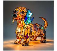 HIAME Corgi and Pug Lamp, Stained Resin French Bulldog Tabletop Night Light, Cute Pet Dogs Themed LED Table Lamps with Warm Ambient Glow, Home Desk Decoration, Cool Art Dog Gift for Dog Lovers (D)