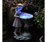 HIAME Garden Decoration Figures for Outdoor Use Large Solar Light, Flower Fairy Garden Decoration Flower Fairy Solar Light Resin Girls Outdoor Villa Decoration Gifts for Women (A)