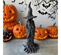 HIAME Halloween Witch Statue, New Resin Hand-Painted Enchanting Witch Figure Statue, Spooky Home Desktop Ornament, Halloween Decorations Indoor Ornament Figurine (Small)
