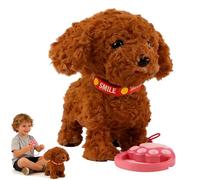 HIAME Realistic Robot Dogs 2026, Wuffy Robot Dog, Interactive Walking Plush Puppy Toy Dog with Touch Sensing,Voice Mimic,Lifelike Sounds,Tongue & Licking Motion,Leash Remote,Battery Powered (Brown)