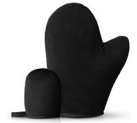 Hianjoo 2 in 1 Self Tanning Mitts Self Tanner Mitt Applicator Kit Tanning Glove for Self Tan, Reusable Prevent Stained Hands, Velvet Material, Black