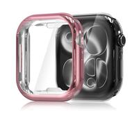 Hianjoo 2-PCS Screen Protectors Compatible with Apple Watch Series 11/10 42mm, TPU Plated Full Coverage Screen Bumper Case (clear,rose pink)