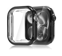 Hianjoo 2-PCS Screen Protectors Compatible with Apple Watch Series 11/10 42mm, TPU Plated Full Coverage Screen Bumper Case (clear, black)