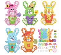 Hianjoo Easter Craft Decoration, 5 Pack Easter Crafts DIY Bunny Stickers, Handmade Easter Hanging Ornaments Making kit Easter Decorations for Boys and Girls Easter Party
