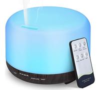 Hianjoo Essential Oil Diffuser 450ml, Electric Aroma Ultrasonic Aromatherapy Fragrant Oil Vaporizer Humidifier, Purifies The Air, Timer and Auto-Off Safety Switch, 7 LED Light Colors (Dark Brown)