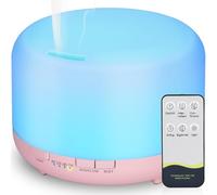 Hianjoo Essential Oil Diffuser 450ml, Electric Aroma Ultrasonic Aromatherapy Fragrant Oil Vaporizer Humidifier, Purifies The Air, Timer and Auto-Off Safety Switch, 7 LED Light Colors (Pink)