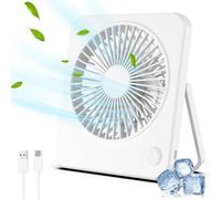 Hianjoo Mini Desk Fan, Personal USB Powered 【No Battery】 Portable Desktop Table Mini Cooling Fans 3 Speeds Angle Adjustable Quiet Strong Wind Small Travel Fan for Home Bedroom Office Car (White)