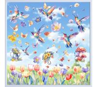 Hianjoo Spring Hummingbird Window Clings, 9 Sheets Spring Window Stickers, Butterfly and Flower Glass Decoration Stickers, Bird Collision Prevention Static Stickers