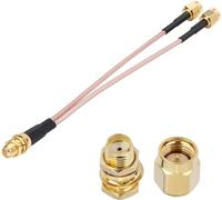 HiAoey 4G LTE Antenna SMA Splitter Cable 4G LTE Antenna Adapter Cable 15cm SMA Female to Dual SMA Male Cable Compatible with 4G LTE Wireless Router SDR Dongle Industrial Router Mobile Modem, 15cm