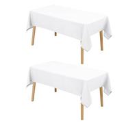 Hiasan 2 Pack Faux Linen Rectangle Tablecloth - Wrinkle and Stain Resistant Washable Table Cloth for Kitchen Dining Room Holiday Table Cover for Party Dinner, White, 60 x 84 Inch